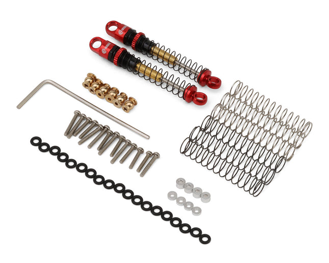 Injora  INJSCX24-27RB-2 Axial SCX24 43mm Aluminum Threaded Double Barrel Long Travel Shocks (Red) (2) INJSCX24-27RB-2