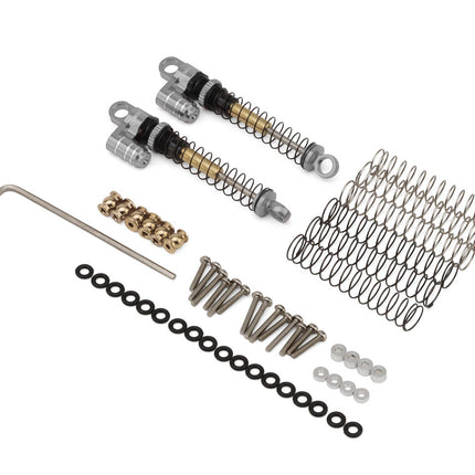 Injora  SCX24-28GL-2 Axial SCX24 43mm Aluminum Threaded Double Barrel Long Travel Shocks (Fake Reservoir) (Grey) (2) INJSCX24-28GL-2