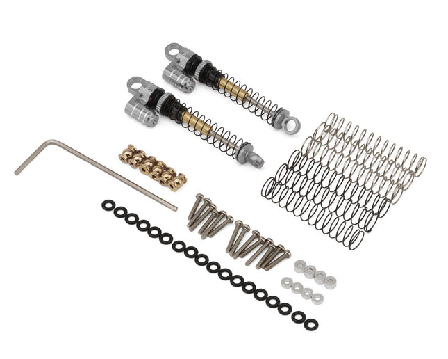 Injora  SCX24-28GL-2 Axial SCX24 43mm Aluminum Threaded Double Barrel Long Travel Shocks (Fake Reservoir) (Grey) (2) INJSCX24-28GL-2