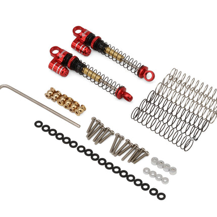 Injora SCX24-28RB-2 Axial SCX24 43mm Aluminum Threaded Double Barrel Long Travel Shocks (Fake Reservoir) (Red) (2) INJSCX24-28RB-2