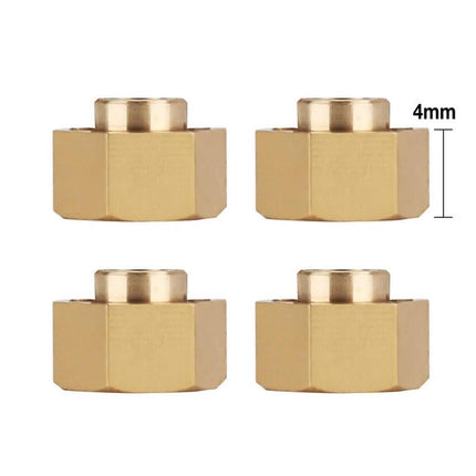 Injora SCX24-34GD Axial SCX24 +4mm Extended Brass Wheel Hexes (4) (2.7g ea) INJSCX24-34GD