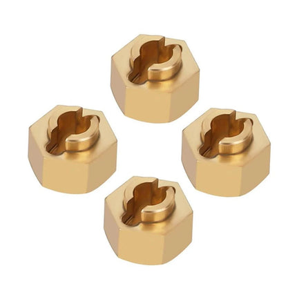 Injora SCX24-34GD Axial SCX24 +4mm Extended Brass Wheel Hexes (4) (2.7g ea) INJSCX24-34GD