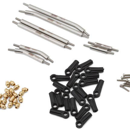 Injora SCX24-92SR Axial SCX24 Steel High Clearance Suspension Links Set (155mm Wheelbase) (Silver) (Gladiator/Power Wagon) INJSCX24-92SR