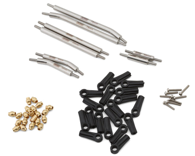 Injora SCX24-92SR Axial SCX24 Steel High Clearance Suspension Links Set (155mm Wheelbase) (Silver) (Gladiator/Power Wagon) INJSCX24-92SR