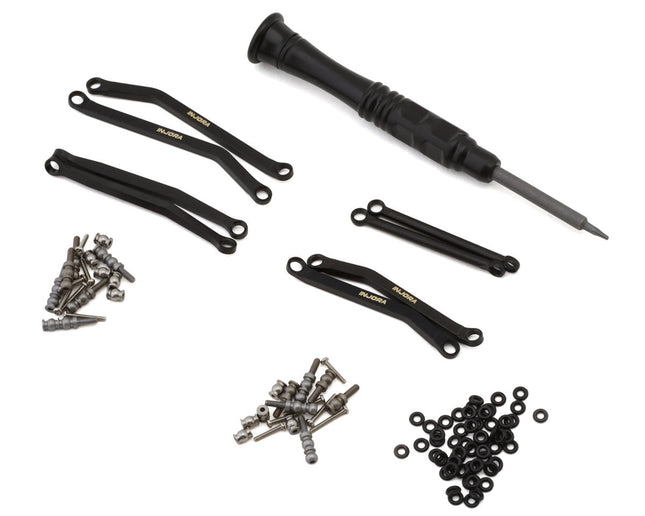 Injora SCX30-02BB Axial SCX30 Brass High Clearance Suspension Links Set (Black) (14g) (Bronco/Wrangler) INJSCX30-02BB
