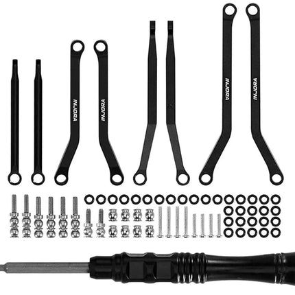 Injora SCX30-02BK Axial SCX30 Aluminum High Clearance Suspension Links Set (Black) INJSCX30-02BK