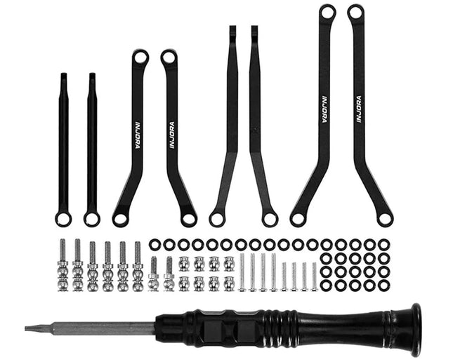 Injora SCX30-02BK Axial SCX30 Aluminum High Clearance Suspension Links Set (Black) INJSCX30-02BK