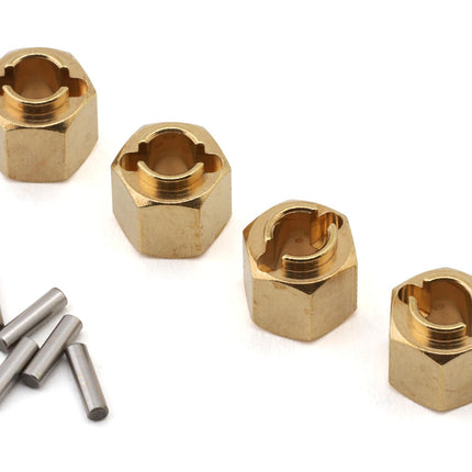 Injora TRX4M-02-6 Redcat Ascent-18 Brass Wheel Hex Adapters (Gold) (4) (1.5g ea) (6mm Offset) INJTRX4M-02-6