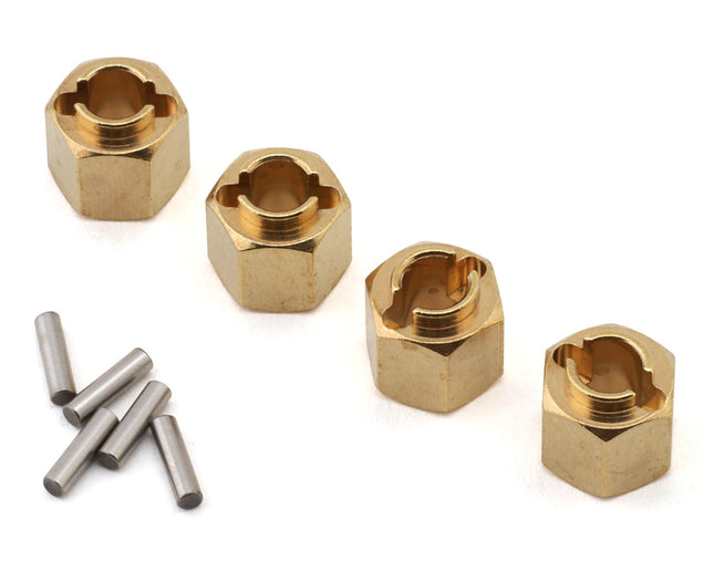 Injora TRX4M-02-6 Redcat Ascent-18 Brass Wheel Hex Adapters (Gold) (4) (1.5g ea) (6mm Offset) INJTRX4M-02-6