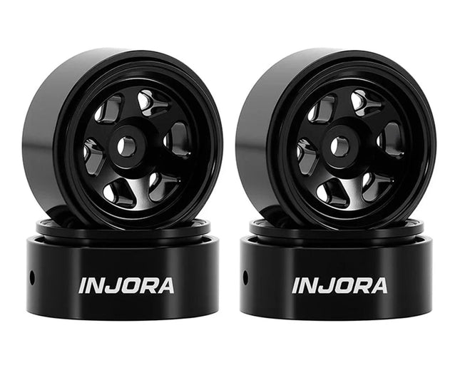 Injora Axial SCX30 D18 0.7" 6-Spoke Aluminum Micro Rock Crawler Beadlock Wheels (4) (4g ea) Various Colors