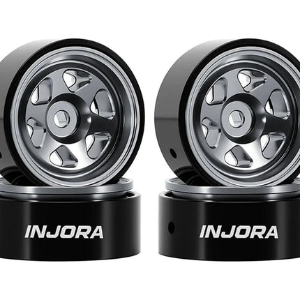 Injora W7001TI-18 Axial SCX30 D18 0.7" 6-Spoke Aluminum Micro Rock Crawler Beadlock Wheels (Titanium) (4) (4g ea) INJW7001TI-18