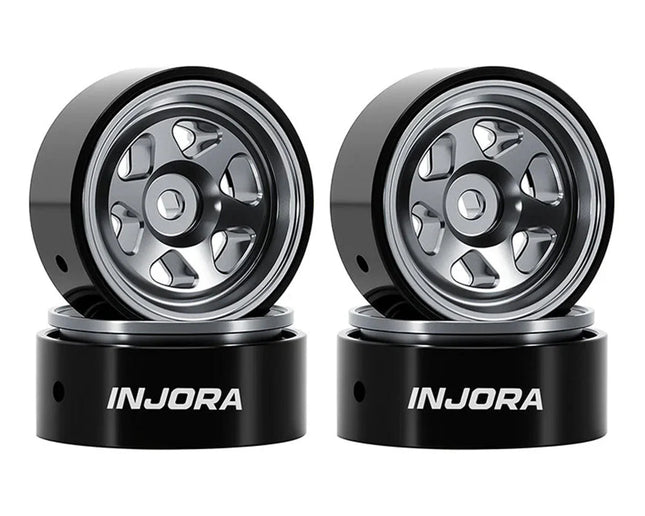 Injora Axial SCX30 D18 0.7" 6-Spoke Aluminum Micro Rock Crawler Beadlock Wheels (4) (4g ea) Various Colors