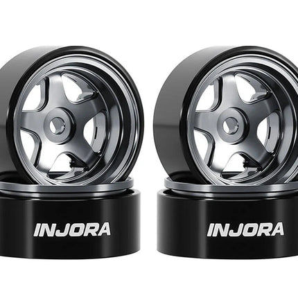 Injora  W7002TI-18 Axial SCX30 D18 0.7" 5-Spoke Aluminum Micro Rock Crawler Beadlock Wheels (Titanium) (4) (3.4g ea) INJW7002TI-18