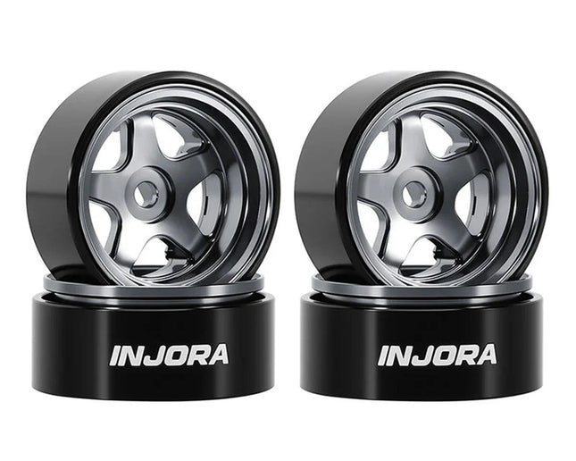 Injora Axial SCX30 D18 0.7" 5-Spoke Aluminum Micro Rock Crawler Beadlock Wheels (4) (3.4g ea) Various Colors