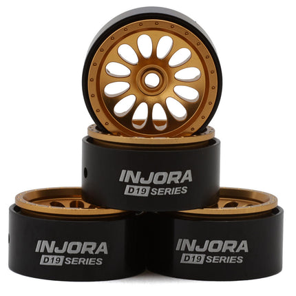 Injora W7005GD-19 0.7" D19 Ripple Aluminum Micro Crawler Beadlock Wheels (Gold) (4) (4.2g ea) (0.5mm Offset) INJW7005GD-19
