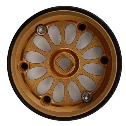 Injora W7005GD-19 0.7" D19 Ripple Aluminum Micro Crawler Beadlock Wheels (Gold) (4) (4.2g ea) (0.5mm Offset) INJW7005GD-19