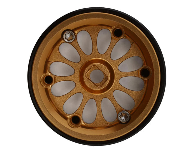 Injora W7005GD-19 0.7" D19 Ripple Aluminum Micro Crawler Beadlock Wheels (Gold) (4) (4.2g ea) (0.5mm Offset) INJW7005GD-19