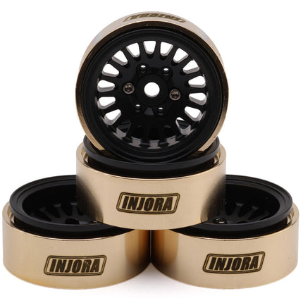 Injora YQW-1109BK 1.0" Brass Multi-Spoke Micro Crawler Beadlock Wheels (Black) (41g ea) (4) INJYQW-1109BK