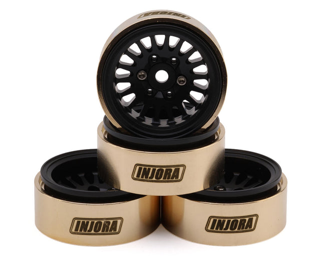 Injora YQW-1109BK 1.0" Brass Multi-Spoke Micro Crawler Beadlock Wheels (Black) (41g ea) (4) INJYQW-1109BK