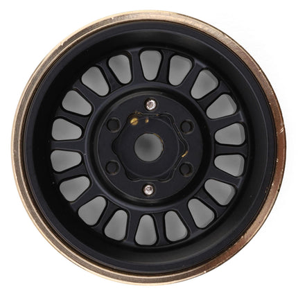 Injora YQW-1109BK 1.0" Brass Multi-Spoke Micro Crawler Beadlock Wheels (Black) (41g ea) (4) INJYQW-1109BK