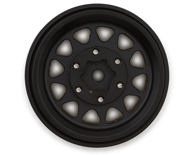 Injora YQW-1301BGD 1.3" D-Slot Brass Micro Rock Crawler Beadlock Wheels (68g ea) (Black) (4) INJYQW-1301BGD