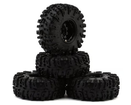 Injora 1.3" Deep Dish Aluminum Micro Crawler Beadlock Wheels w/Swamp Claw Tires (S5) (Black) (4) (28g ea) (70mm OD) INJYQW-1305BK-1319