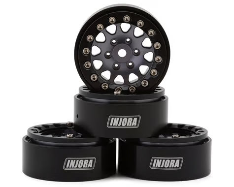 Injora 1.3" D-Slot Aluminum Micro Crawler Beadlock Wheels (27g ea) (Grey/Black) (4) INJYQW-1311BG