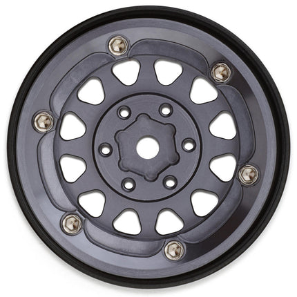 Injora 1.3" D-Slot Aluminum Micro Crawler Beadlock Wheels (27g ea) (Grey/Black) (4) INJYQW-1311BG