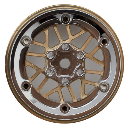 Injora 1.3" ModuWheel Brass & Aluminum Micro Rock Crawler Beadlock Wheels (43g ea) (Gold/Chrome) (4) INJYQW-MW1308SR