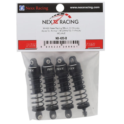 NEXX Racing Arrma Grom Threaded Aluminum Oil-Filled Shocks (Black) (4) (58mm) NX-420-B