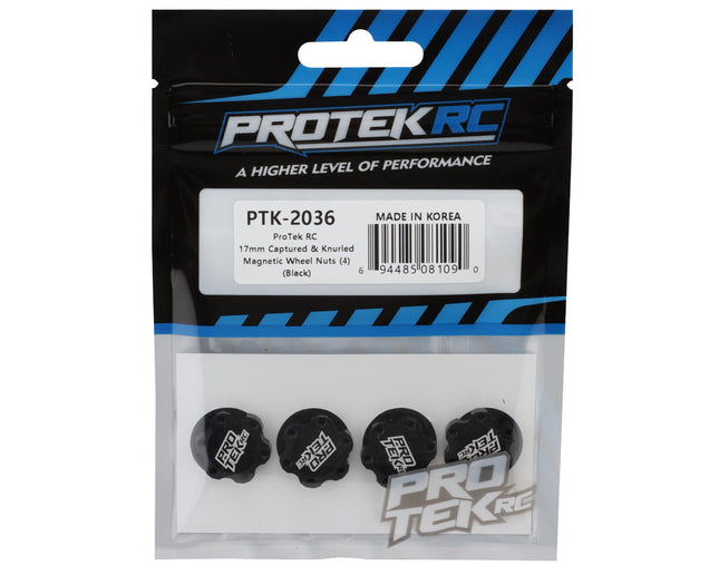ProTek RC 17mm Captured & Knurled Magnetic Wheel Nuts (4) (Black) PTK-2036