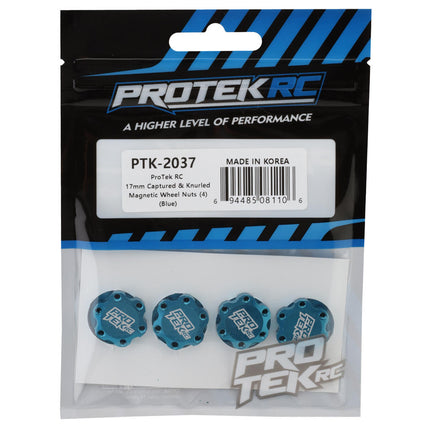 ProTek RC 17mm Captured & Knurled Magnetic Wheel Nuts (4) (Blue) PTK-2037
