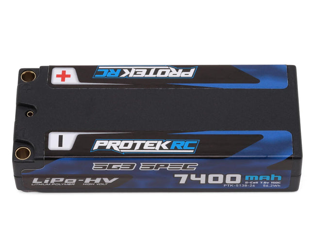 ProTek RC 2S 150C Low IR SG3 HV Mid-Sized LiPo Battery (7.6V/7400mAh) w/5mm Connectors (ROAR Approved) (113mm Length) PTK-5138-26