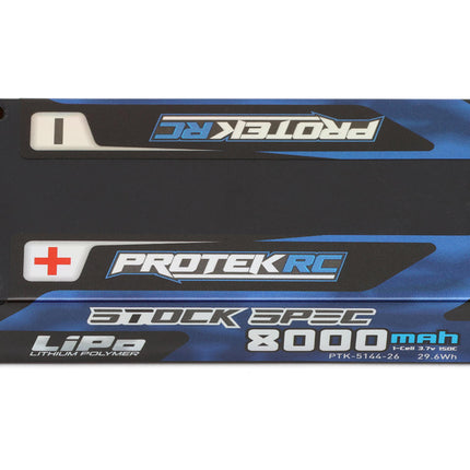 ProTek RC 1S 150C Low IR Si-Graphene "Stock Spec" Shorty LiPo Battery (3.7V/8000mAh) w/5mm Connectors (ROAR Pending) PTK-5144-26