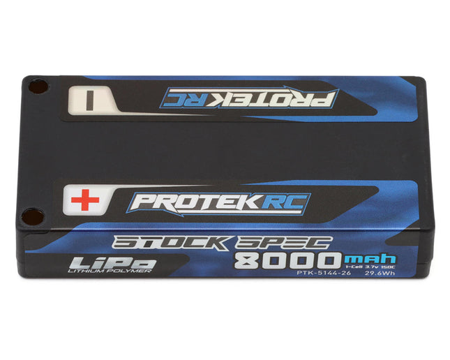 ProTek RC 1S 150C Low IR Si-Graphene "Stock Spec" Shorty LiPo Battery (3.7V/8000mAh) w/5mm Connectors (ROAR Pending) PTK-5144-26