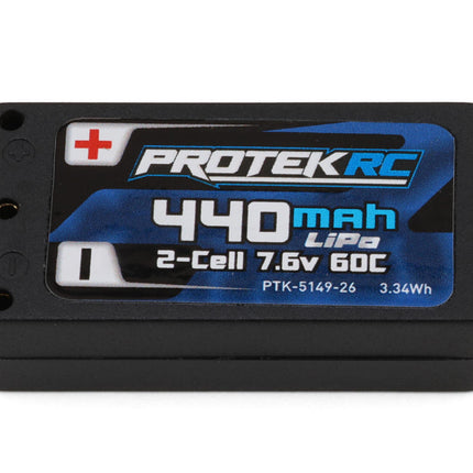 ProTek RC 2S 60C Low IR 1/28 Hard Case LiPo (7.6v/440mah) w/2mm Bullets PTK-5149-26