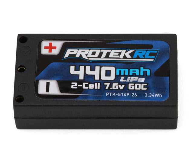 ProTek RC 2S 60C Low IR 1/28 Hard Case LiPo (7.6v/440mah) w/2mm Bullets PTK-5149-26