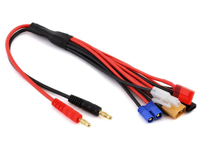 Racers Edge 7-Function Charge Adapter to Male 4mm Bullets-300mm Wire RCE1624