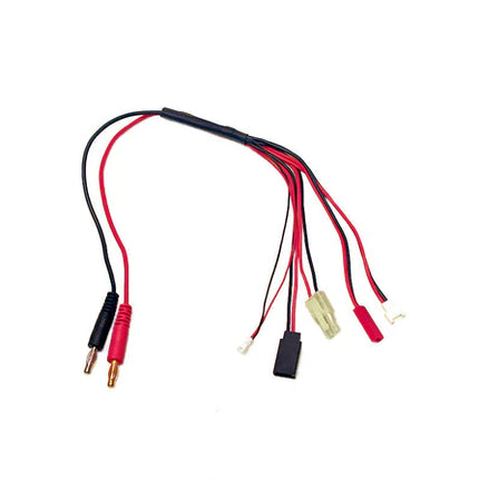 Racers Edge 5-Function Mini/Micro Charge Adapter to Male 4mm Bullets-300mm RCE1625