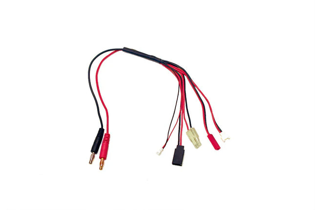 Racers Edge 5-Function Mini/Micro Charge Adapter to Male 4mm Bullets-300mm RCE1625