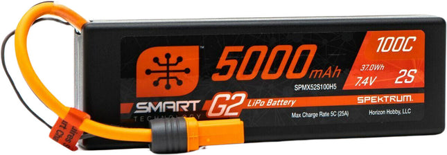 Spektrum RC 2S Smart G2 LiPo 100C Battery Pack 7.4V/5000mAh w/IC5 SPMX52S100H5