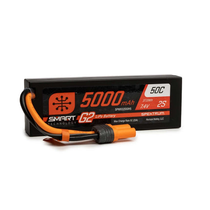 Spektrum 7.4V 5000mAh 2S 50C Smart LiPo G2 Hard Case for IC5 SPMX52S50H5 New!!