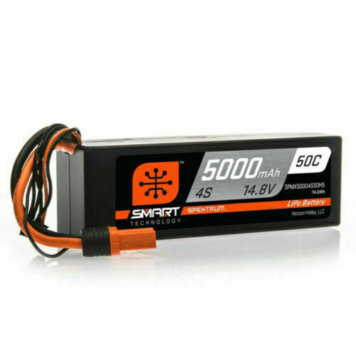 Spektrum 4S 14.8v 5000mAh 50C Hardcase LiPo w/ IC5 Plug SPMX50004S50H5 New!!