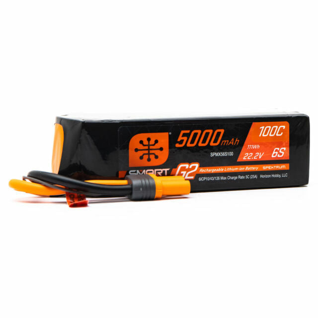 Spektrum 22.2V 5000mAh 6S 100C Smart G2 LiPo Battery IC5 SPMX56S100 Brand New!!