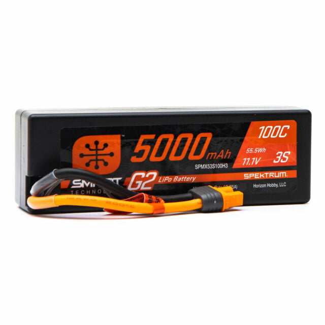 Spektrum RC 3S Smart G2 LiPo 100C Battery 11.1V/5000mAh w/IC3 SPMX53S100H3 New!