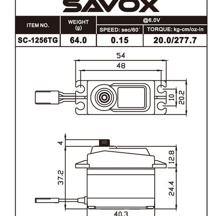 Savox SC-1256TG Black Edition Standard Digital High Torque Titanium Gear Servo SC1256TG-BE