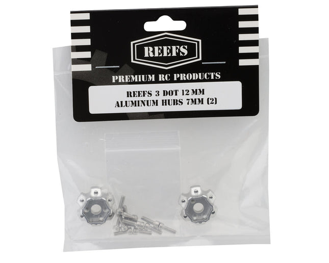 Reefs RC 12mm Hex "DOT" CNC-Machined Aluminum Hubs (Silver) (2) (7mm Offset) REEFS221