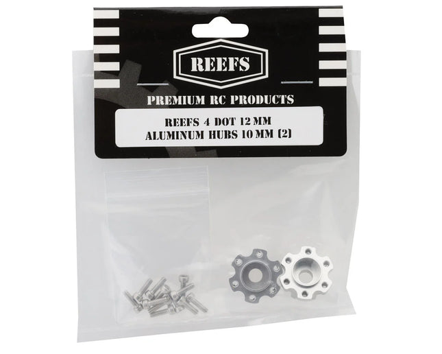 Reefs RC 12mm Hex "DOT" CNC-Machined Aluminum Hubs (Silver) (2) (10mm Offset) REEFS222