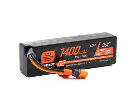 Spektrum RC 7.4V 1400mAh 2S 30C Smart G2 LiPo Battery: IC2 SPMX142S30H2