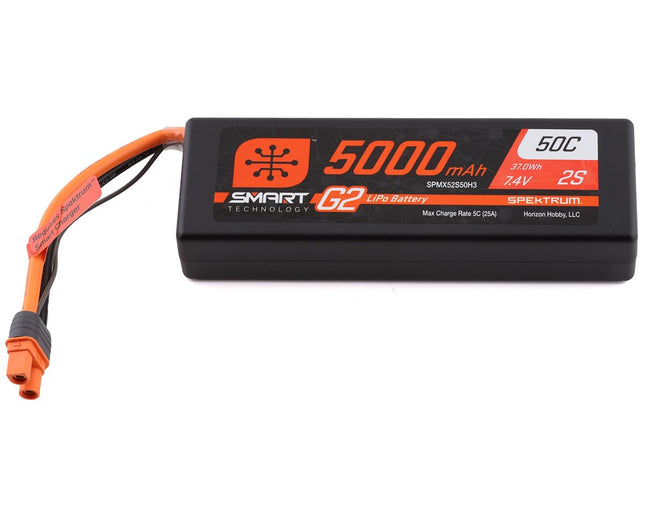 Spektrum 7.4V 5000mAh 2S 50C Smart LiPo G2 Hard Case for IC3 SPMX52S50H3